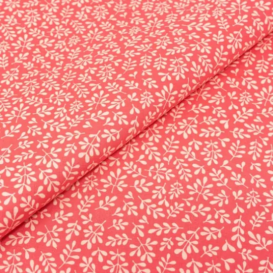 SINGER Pink Leaves Cotton Fabric {3}