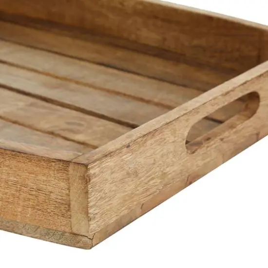 Rustic Brown Mango Wood Rustic Tray Set {3}