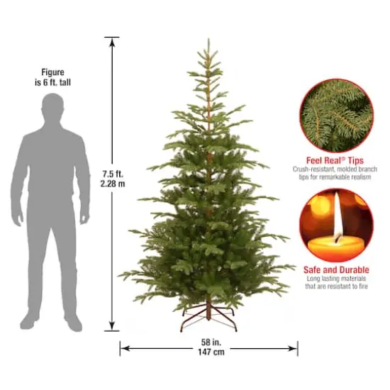 7.5ft. Unlit Feel Real&reg; Hinged Norwegian Spruce Slim Artificial Christmas Tree {6}