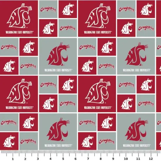 NCAA Washington State University Cougars Block Cotton Fabric {3}