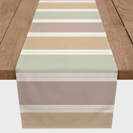 72" Soft Neutral Stripes Cotton Twill Table Runner {3}