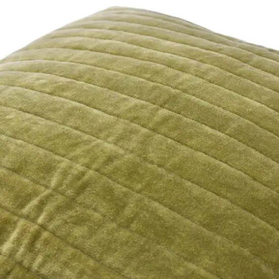 Hello Honey&reg; 20" Square Quilted Velvet Pillow Cover with Channel Stitch Green {8}