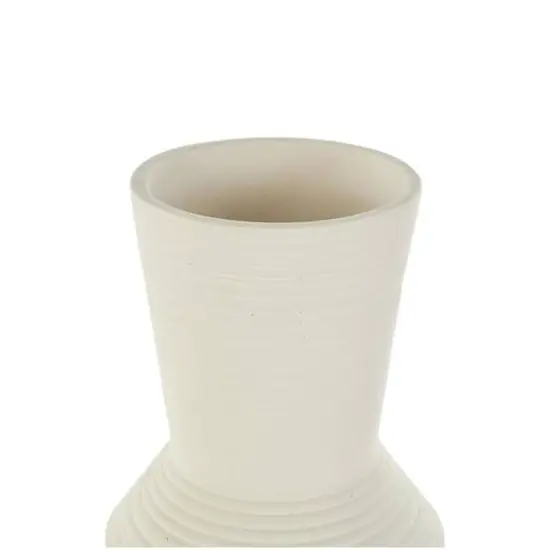 Ceramic Ribbed Cone Shaped Vase Set White {6}