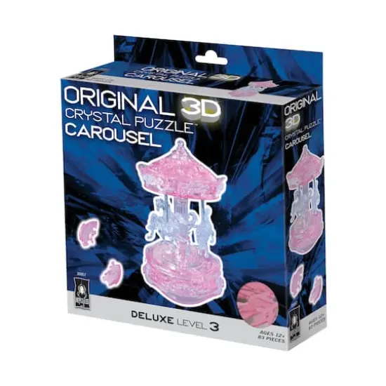 Original 3D Crystal Puzzle&trade; Carousel Pink 83 Piece Puzzle {3}