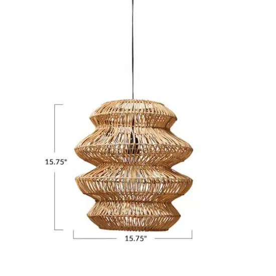Hello Honey® 16" Boho Natural Woven Rattan Sculptural Pendant Light {4}