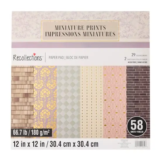 12" x 12" Miniature Prints Paper Pad by Recollections&trade;, 58 Sheets {6}