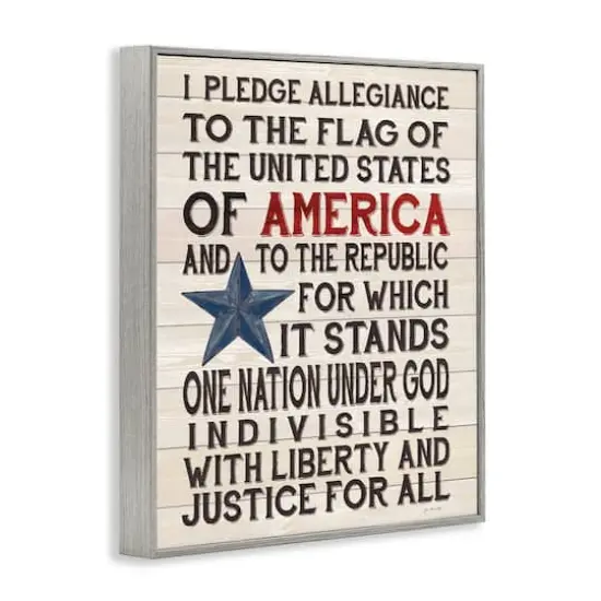 Stupell Industries Pledge of Allegiance Patriotic Framed Giclee Art Gray {4}