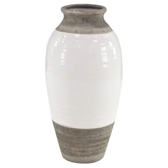 25" Gray Stoneware Coastal Style Vase {1}
