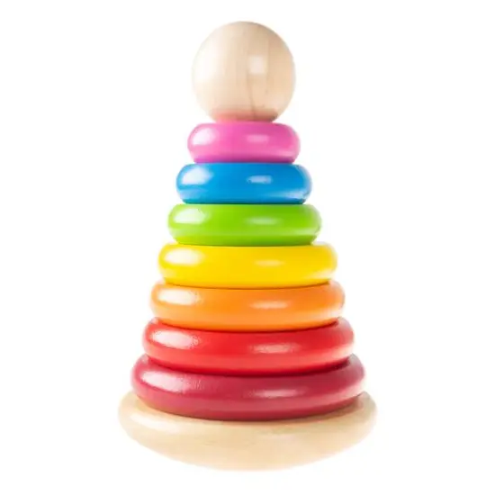 Toy Time Wooden Rainbow Stacking Rings {1}
