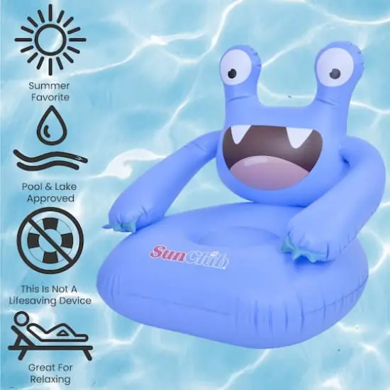 SunClub 2ft. Blue Monster Inflatable Poolside Children's Chair {5}