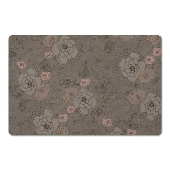 Multicolored Floral Floor Mat Brown {1}