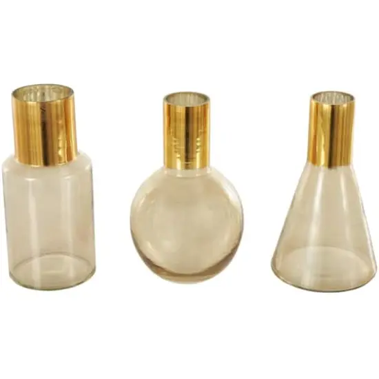 Gold Glass Geometric Tinted Decorative Vases, 3ct. {1}