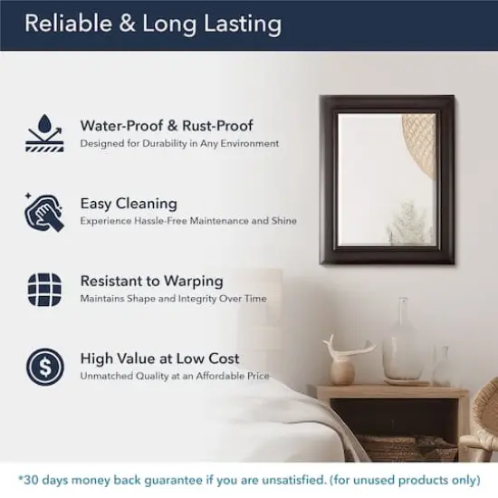 Head West 30" Espresso Framed Wall Vanity Mirror {5}