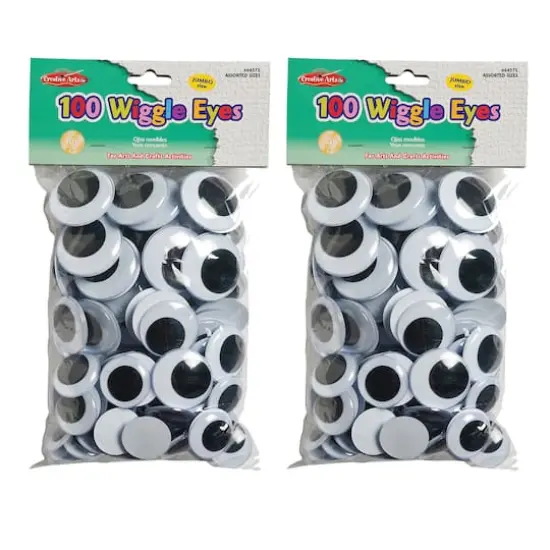 Charles Leonard Jumbo Black Round Wiggle Eyes, 2 Packs of 100 {1}