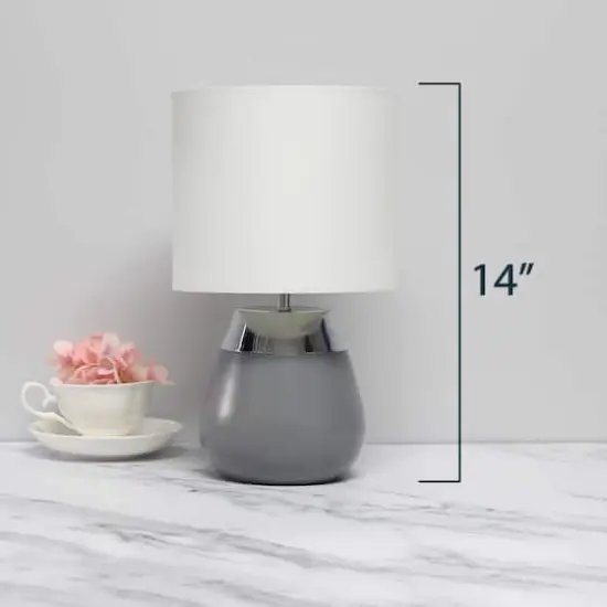 Simple Designs 14" Metal Touch Table Lamp Gray And Chrome Base {5}