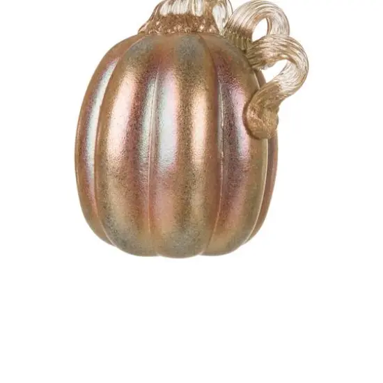 Glitzhome&reg; Blue & Gold Glittery Glass Pumpkin Set {8}