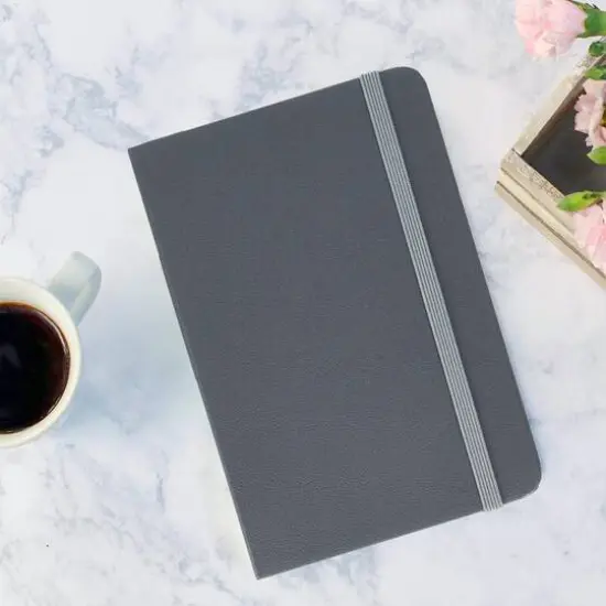 JAM Paper Travel Size Hardcover Notebook with Elastic Band Grey {7}