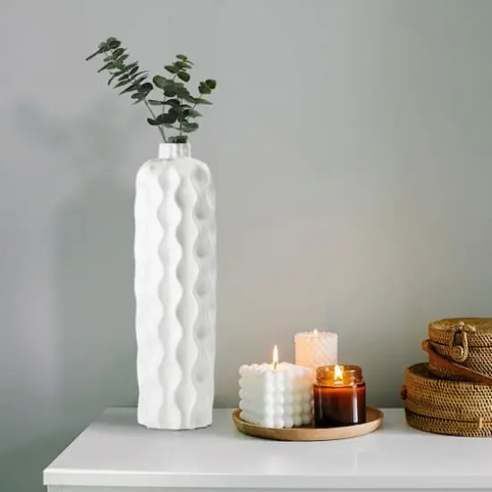 American Art Decor 19.5" Porcelain Purity Tabletop Vase White {3}