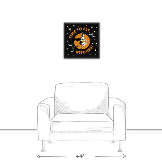 Time to Fly Witches 16" x 16" Black Framed Canvas {4}