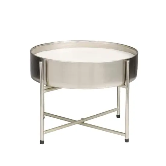 110oz. Sweet Bamboo Scented White 5 Wick Candle in Silver Bowl with Stand {1}