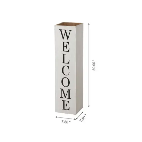 Glitzhome&reg; 30" Double Sided Whitewashed Wooden Porch Vase {8}