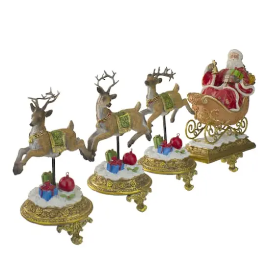 9.5" Santa & Reindeer Christmas Stocking Holder Set {4}