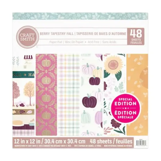 Craft Smith 12" x 12" Berry Tapestry Fall Paper Pad {1}