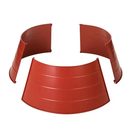 Glitzhome&reg; 22" Christmas Painted Red Metal Tree Collar {9}