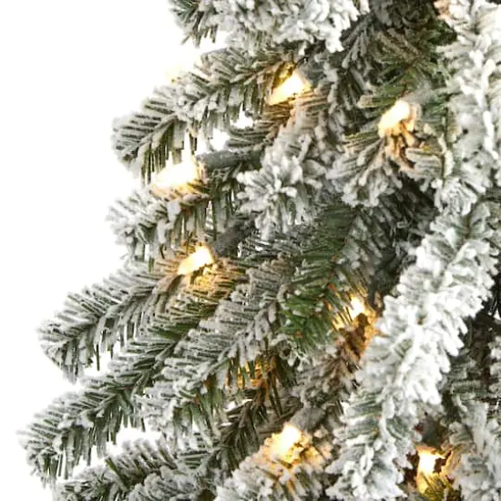 5ft. Pre-Lit Flocked Alpine Artificial Christmas Tree, Clear Lights {4}