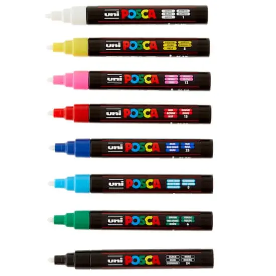 Uni Posca PC-3M Fine Tip Paint Marker Set {4}