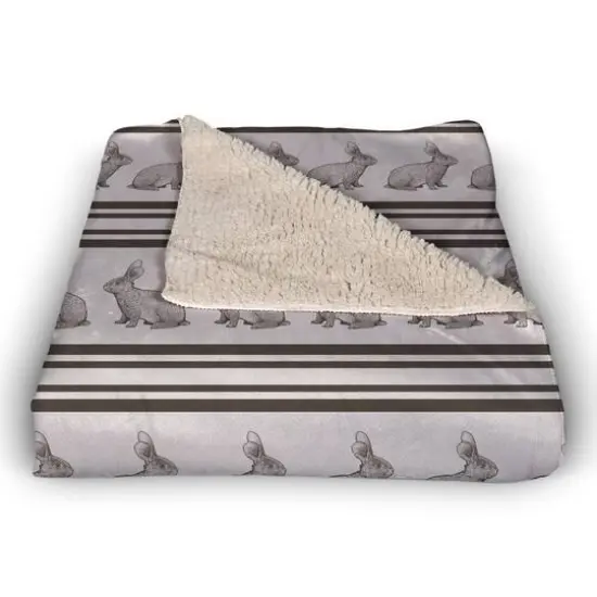 Bunny Stripes Blanket 50" x 60" Sherpa Fleece Blanket {3}