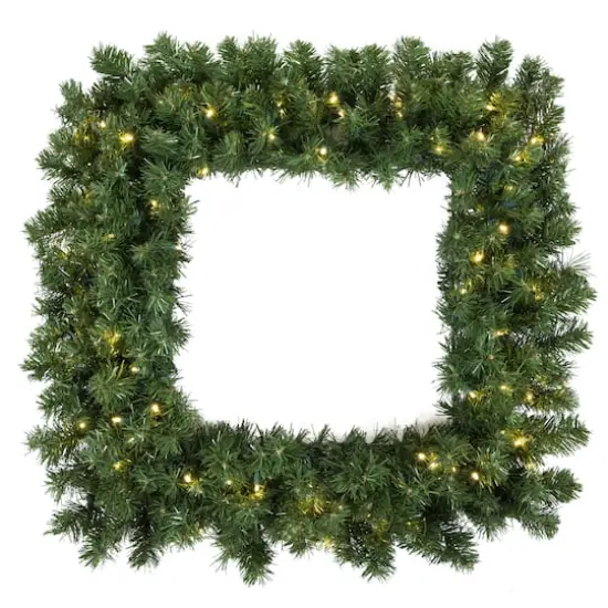30" Warm White LED Square Grand Teton Wreath {1}
