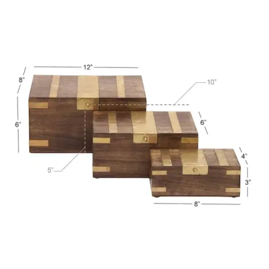 Brown Mango Wood Traditional Box Set {6}