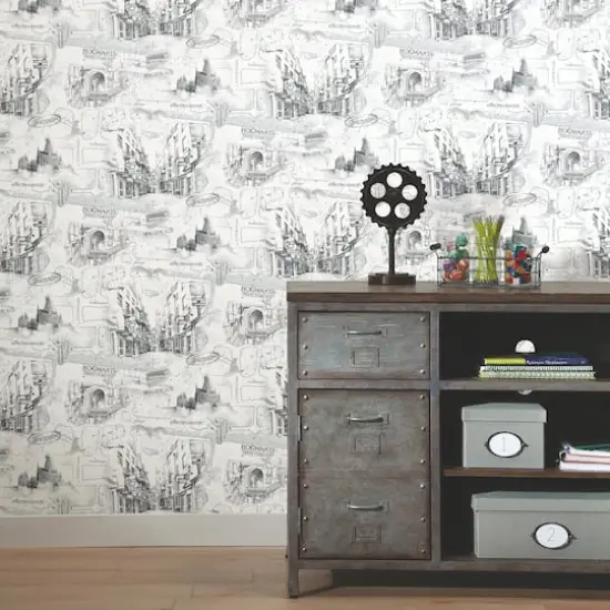 RoomMates White Harry Potter Map Peel & Stick Wallpaper {4}