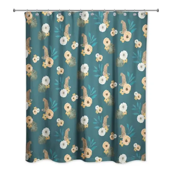 Tropical Jag Shower Curtain Teal {1}