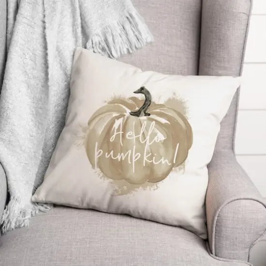 Multicolor Hello Pumpkin Throw Pillow {3}