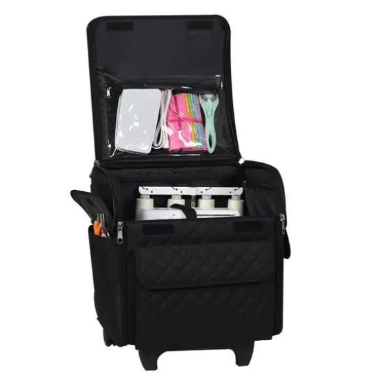 Everything Mary Black Quilted Serger Machine Rolling Storage Case {8}