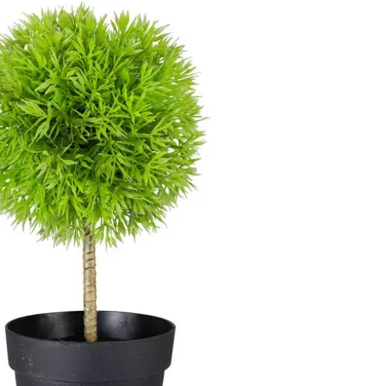 9.75" Green Ball Shaped Artificial Potted Topiary {6}