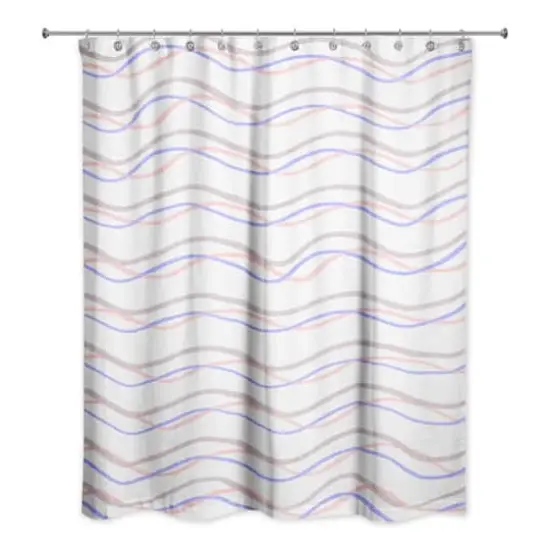 Delicate Squiggles Shower Curtain Blue and Pink {1}