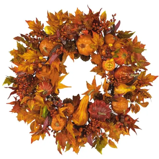 28" Harvest Pumpkin Wreath {1}