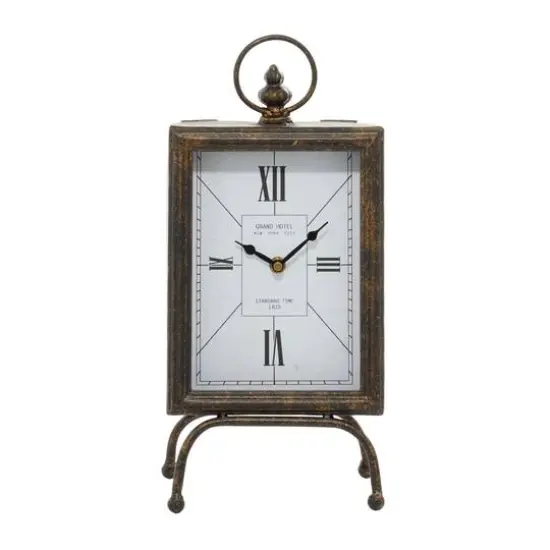 Brass Metal Rustic Clock, 14" x 8" x 4" {3}