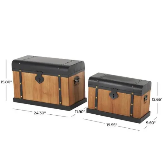 Brown & Black Decorative Trunk Set {8}