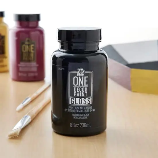 FolkArt&reg; One D&eacute;cor Paint&trade; Gloss Paint & Sealer 11913 Classic Black {3}