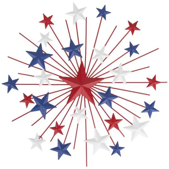 17.5" Red, White & Blue Starburst Americana Metal Wall Accent {1}