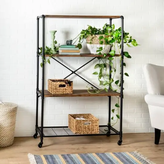 Honey Can Do 4-Tier Industrial Rolling Bookshelf {7}
