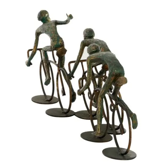 20" Bronze Polystone Cyclists Sculpture {6}