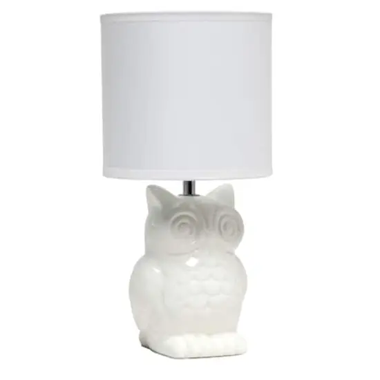 Simple Designs 13" Ceramic Owl Table Lamp Off White {1}