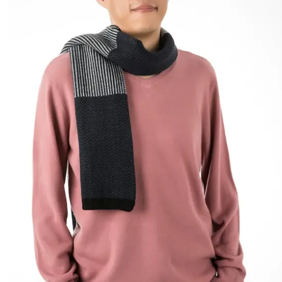Glitzhome&reg; 70" Men's Black, White & Gray Scarf {6}