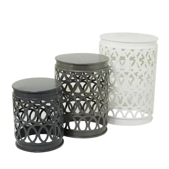 Multi Colored Metal Contemporary Accent Table, Set of 3" Set of 3" 23", 19", 15" {3}