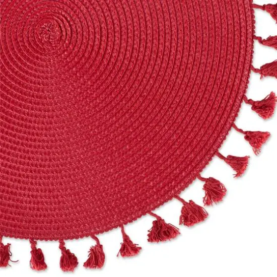 DII&reg; Tassel Fringe Woven Round Placemats, 6ct. Hot Red {4}